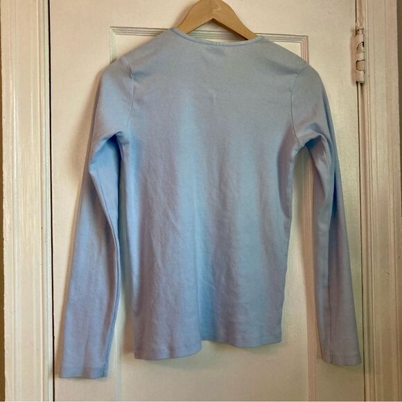 Vintage Old Navy Kids Blue Long Sleeve Tee with Christmas Puppy Design - Picture 2 of 6